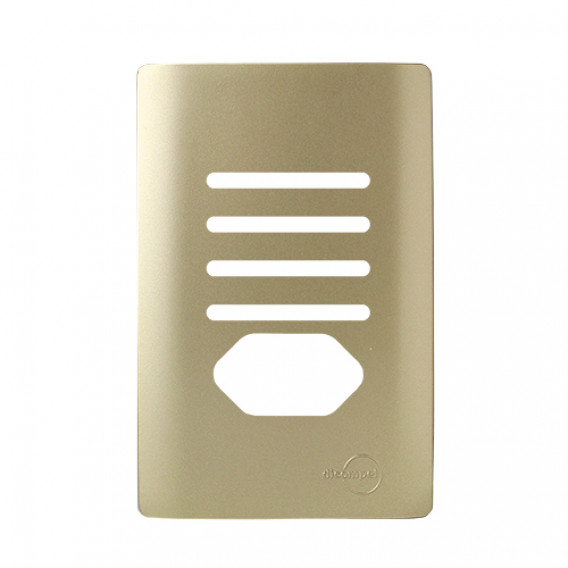 Placa p/ 4 Interruptores + Tomada 4x2 - Novara Dourado